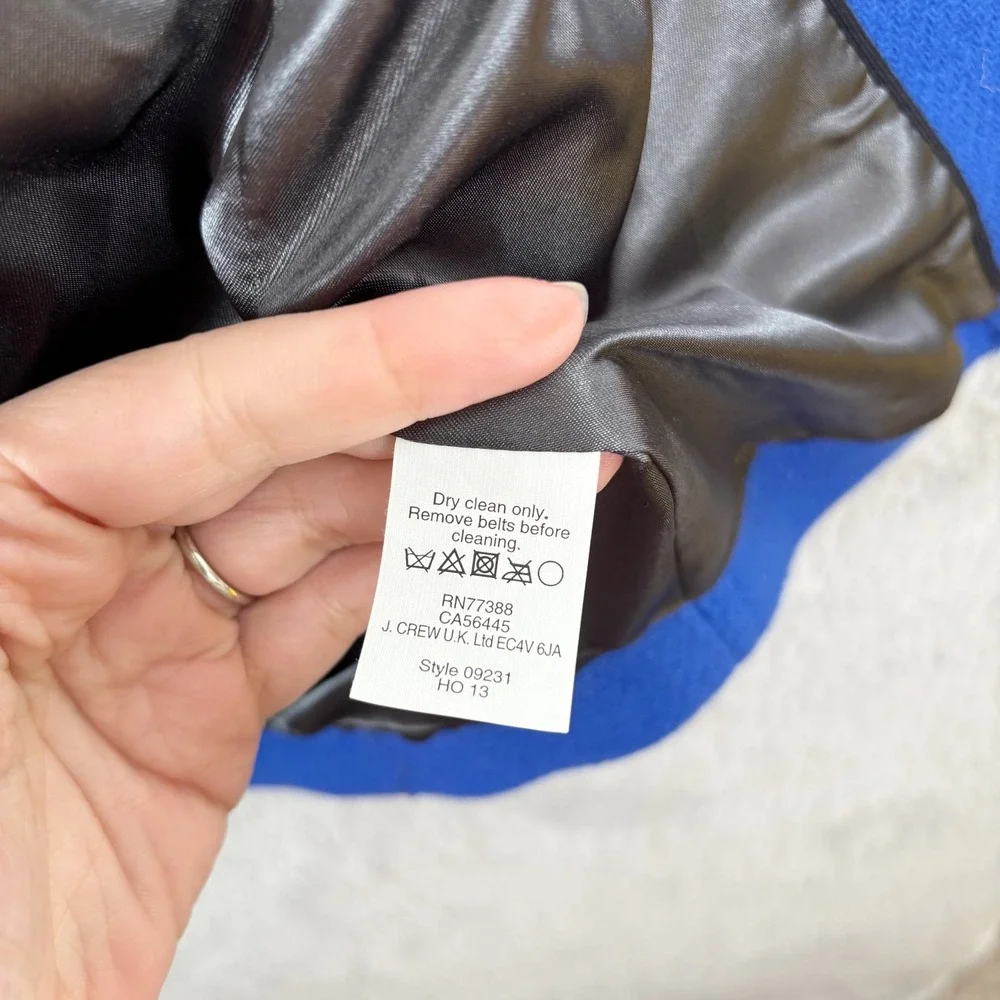 J. Crew Boulevard Trench Stadium Cloth Wool Blend Peacoat Size 4P‎ Cobalt Blue - Picture 5 of 9